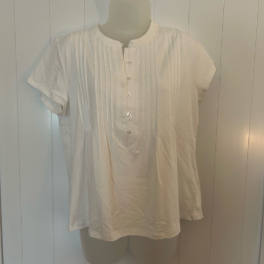Lands' End Cream Button-Up Shirt